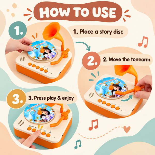 How to use the Tiny Record Player in three steps